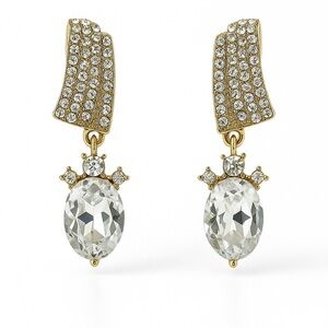 ⚜️💎 Elegant Gold and Silver Crystal Drop Earrings